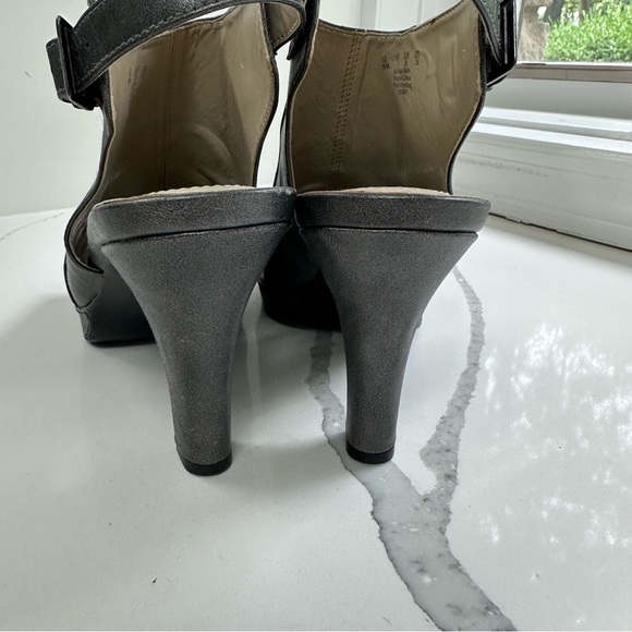 Naturalizer Distant Metalic Charcoal Peep-Toe Heels Size 9 - Picture 4 of 10